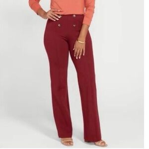 Betabrand Atlantic Dress Pant Yoga Pant Wide Leg Small Long Oxblood NIB NWT